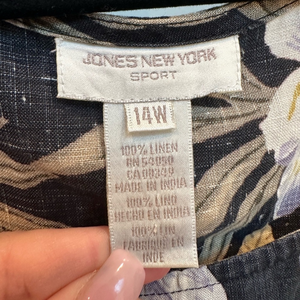 Vintage Jones New York Sport Linen Tropical Floral Midi Maxi Dress Chic Size 14W - Picture 8 of 10